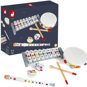 Janod Wooden & Metal Confetti Musical Set New in Box For Age 2+